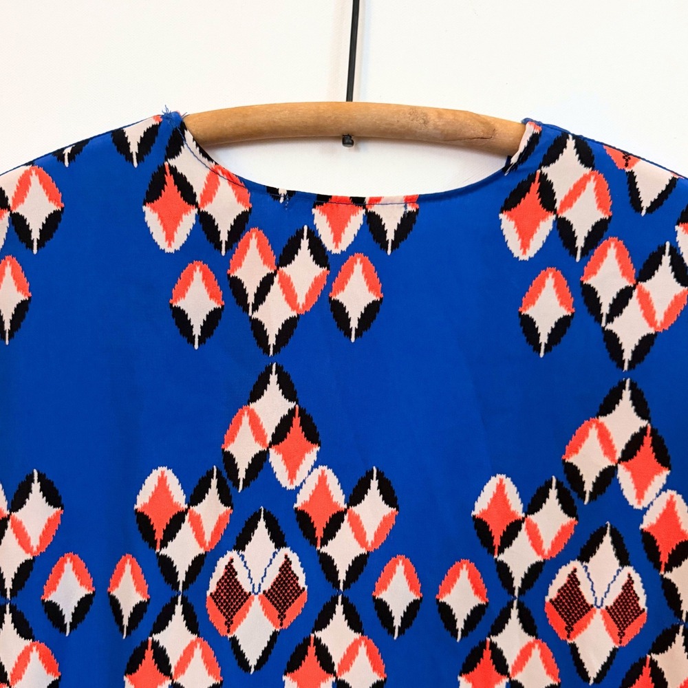 Gianni Bini Womens Geometric Ikat Open Front Kimono Cardigan Oversized M Blue - Picture 6 of 10